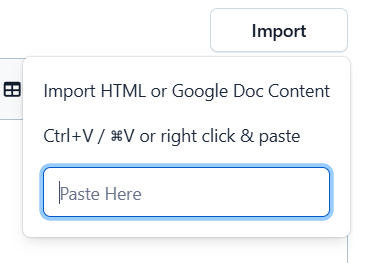 Import content from Google Docs or HTML